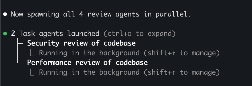 The Agents being created and running in parallel in Claude Code